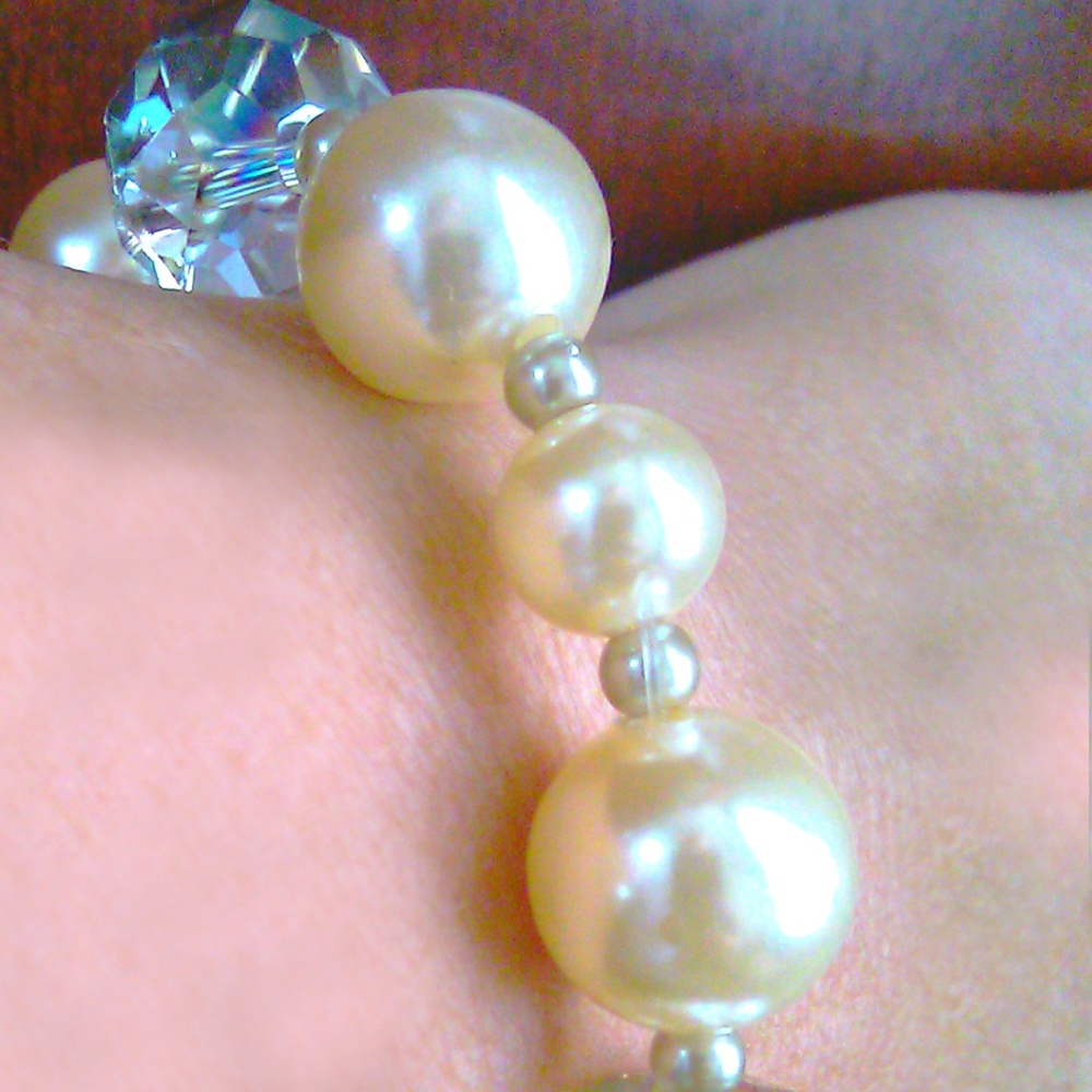 Crystal Bracelets Pearl Beaded Bracelet Chunky - Picture 8 of 8